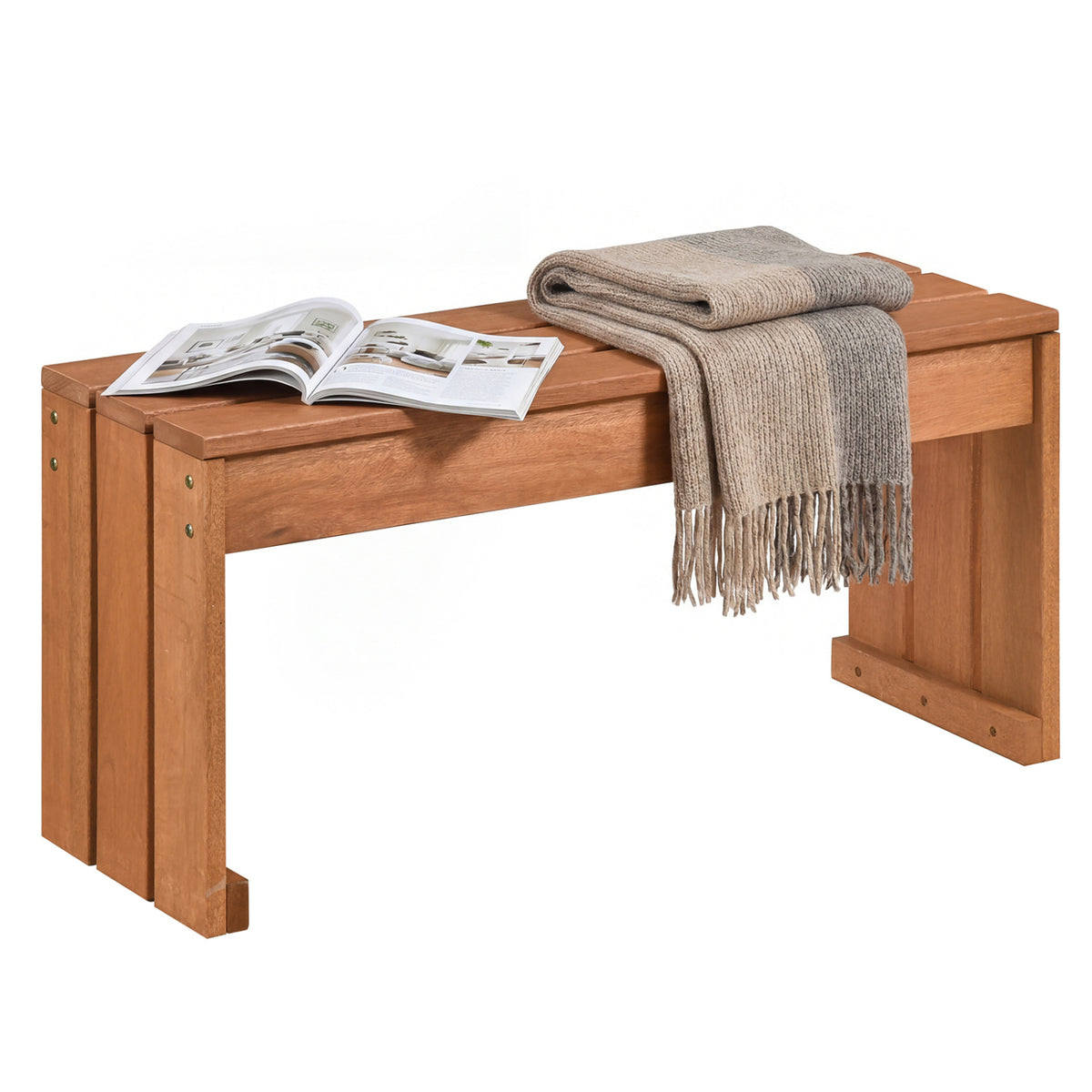 Outdoor Garden Bench with Wooden Frame – 35.5 Inch