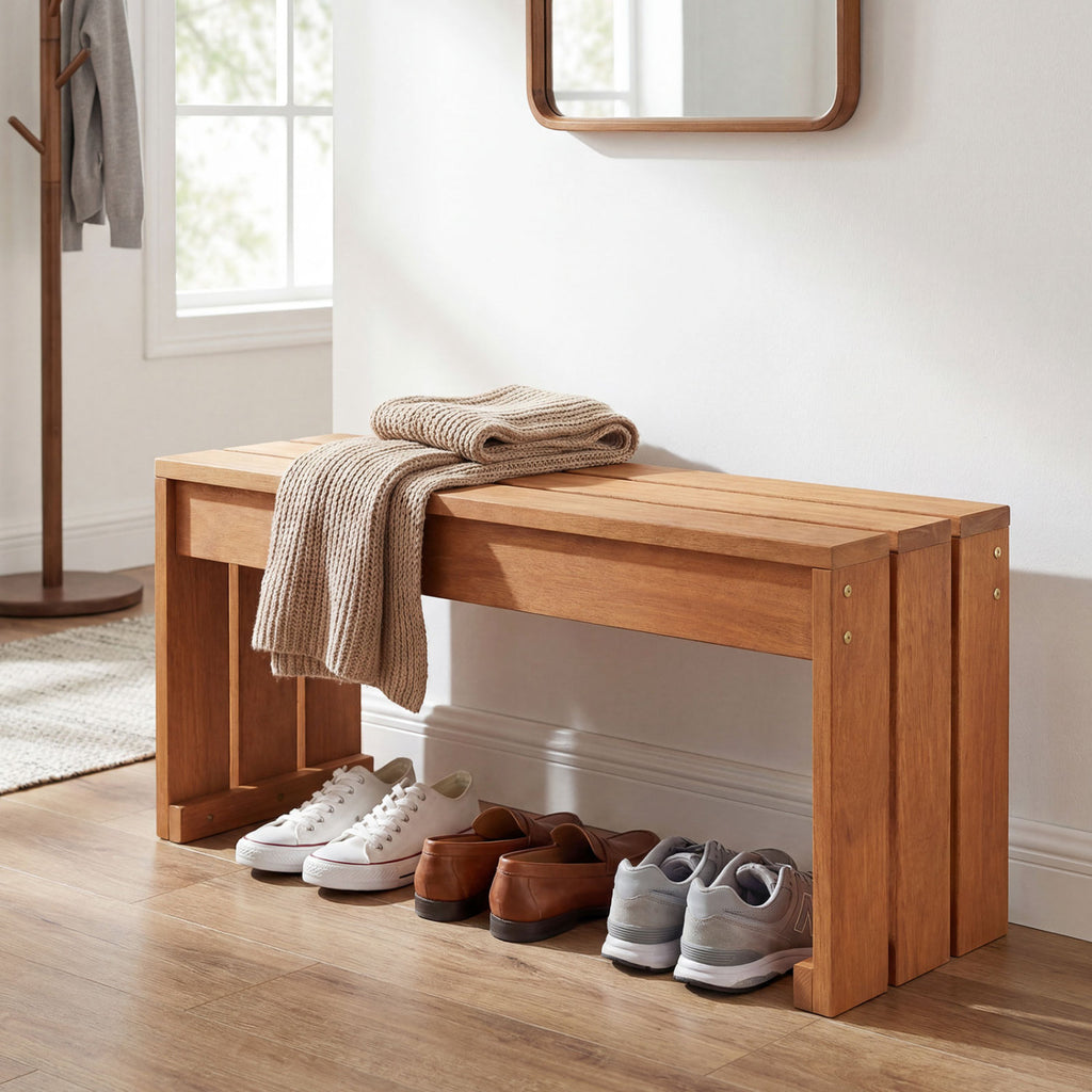 Outdoor Garden Bench with Wooden Frame – 35.5 Inch