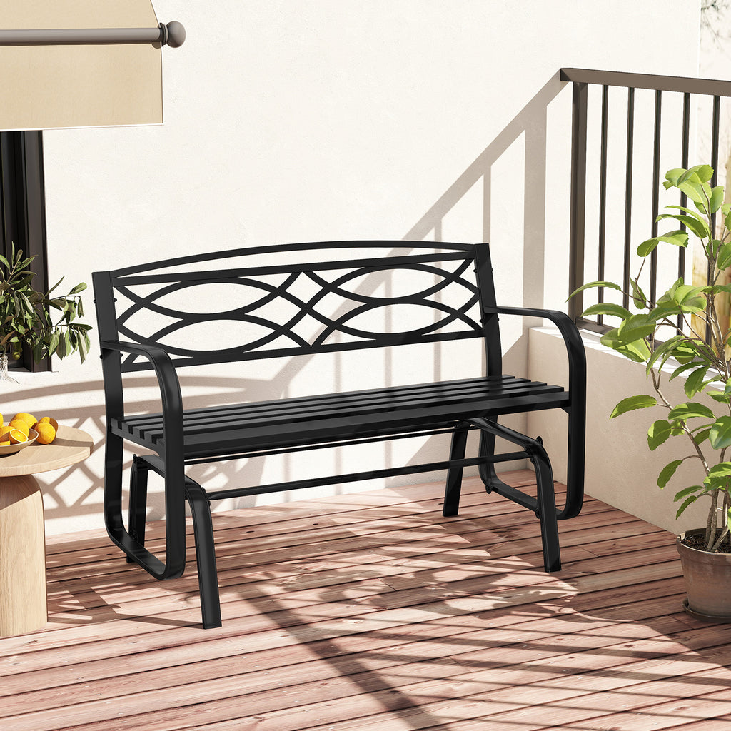 2-Person Outdoor Glider Bench with Metal Frame