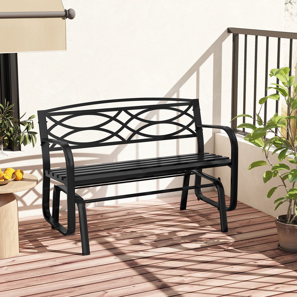 2-Person Outdoor Glider Bench with Metal Frame