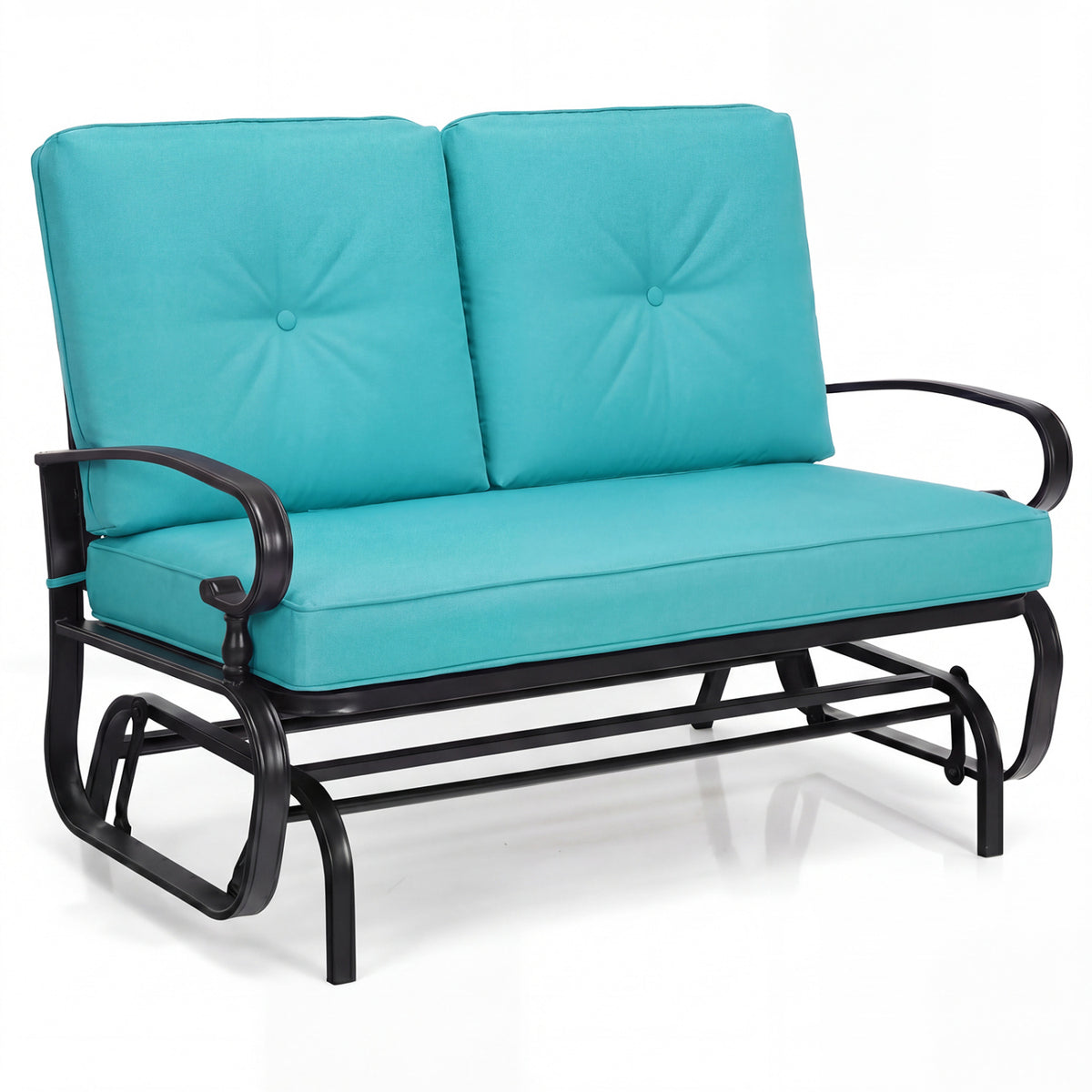 2-Seat Outdoor Glider Swing with Cushions - 44 Inch, Green