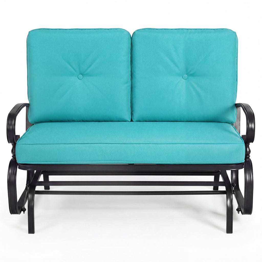 2-Seat Outdoor Glider Swing with Cushions - 44 Inch, Green