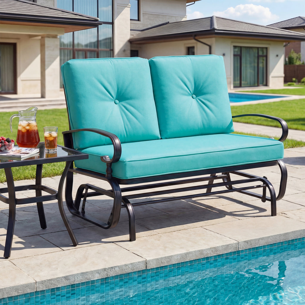 2-Seat Outdoor Glider Swing with Cushions - 44 Inch, Green