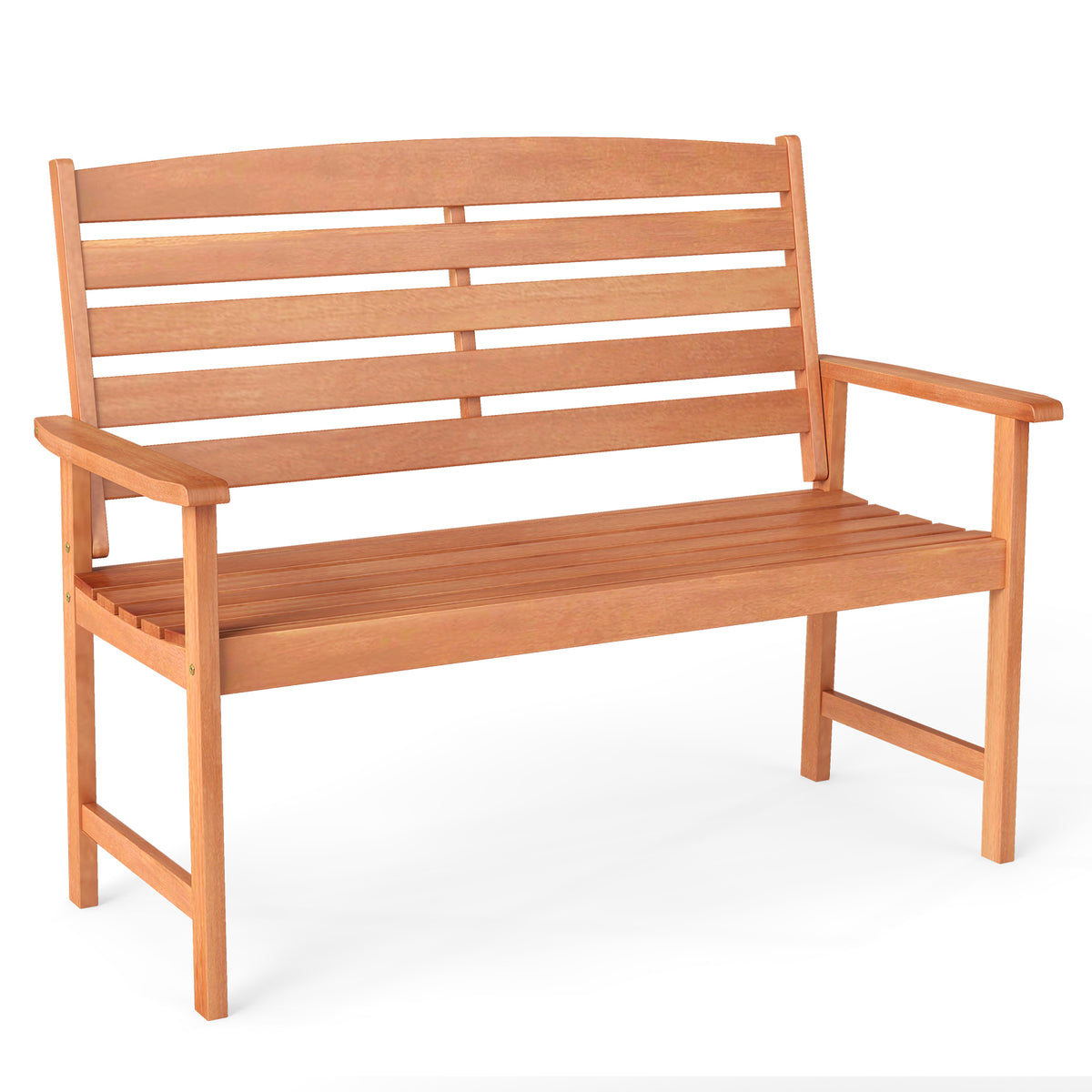 2-Person Wooden Garden Bench with Backrest & Armrests - 44 Inch