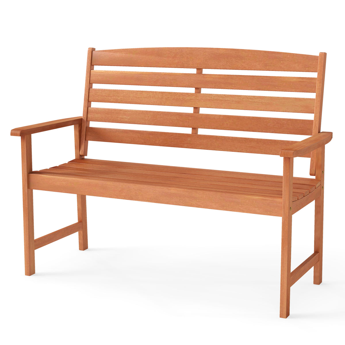 2-Person Wooden Garden Bench with Backrest & Armrests - 44 Inch
