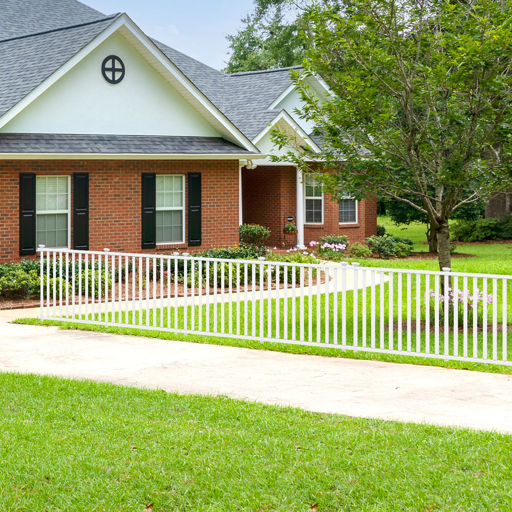 White Vinyl Picket Fence Set 80x51 Inch for Garden & Yard Decoration - Costway