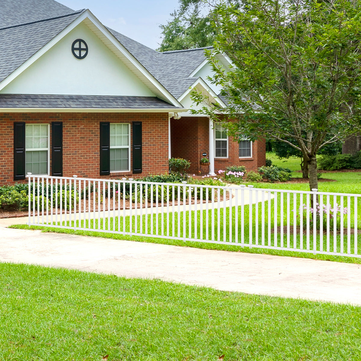 White Vinyl Picket Fence Set 80x51 Inch for Garden & Yard Decoration - Costway