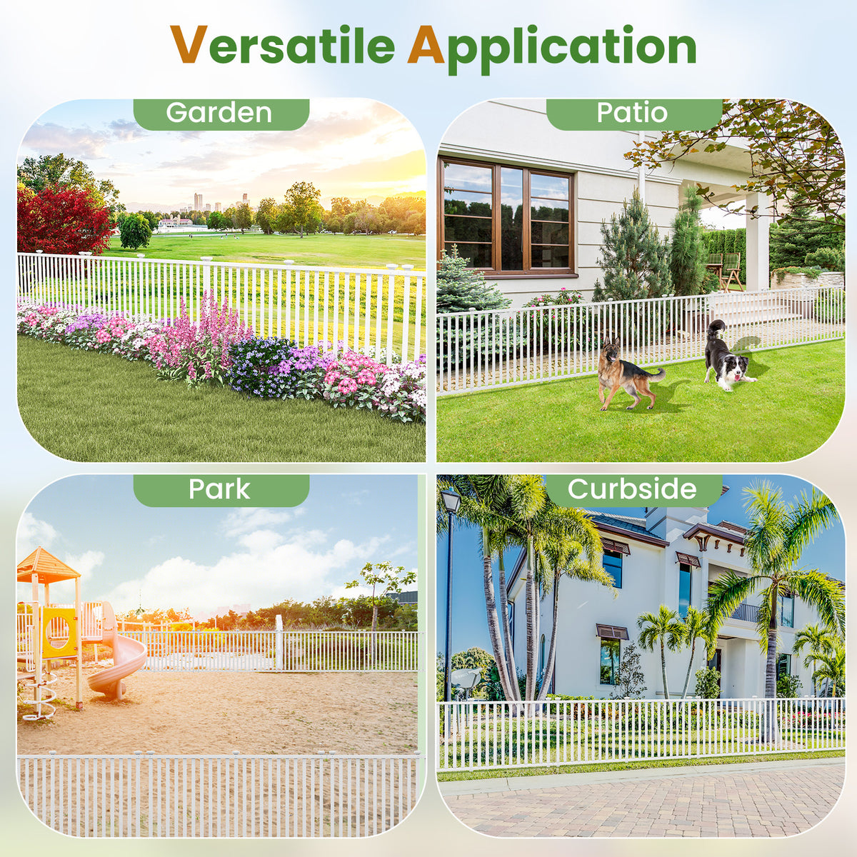 White Vinyl Picket Fence Set 80x51 Inch for Garden & Yard Decoration - Costway