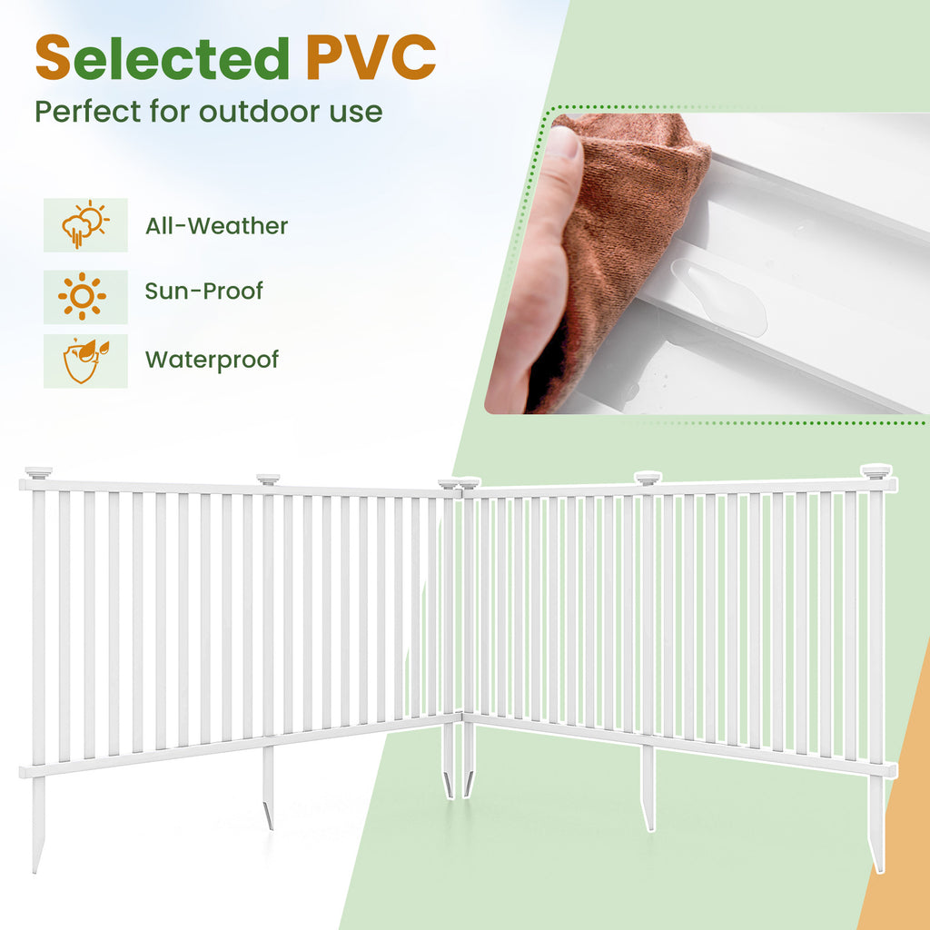 White Vinyl Picket Fence Set 80x51 Inch for Garden & Yard Decoration - Costway