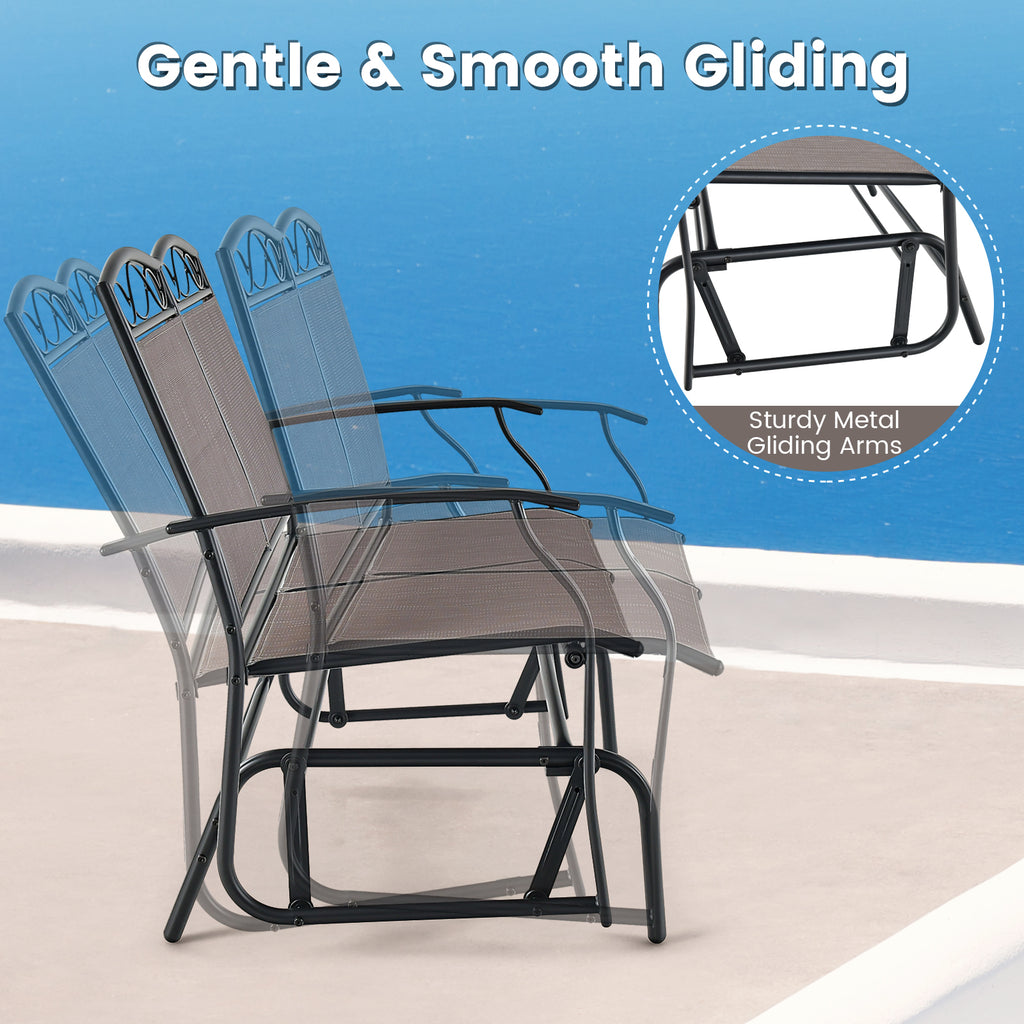 Outdoor Metal Gliding Loveseat with Coffee Table - 2 Pieces