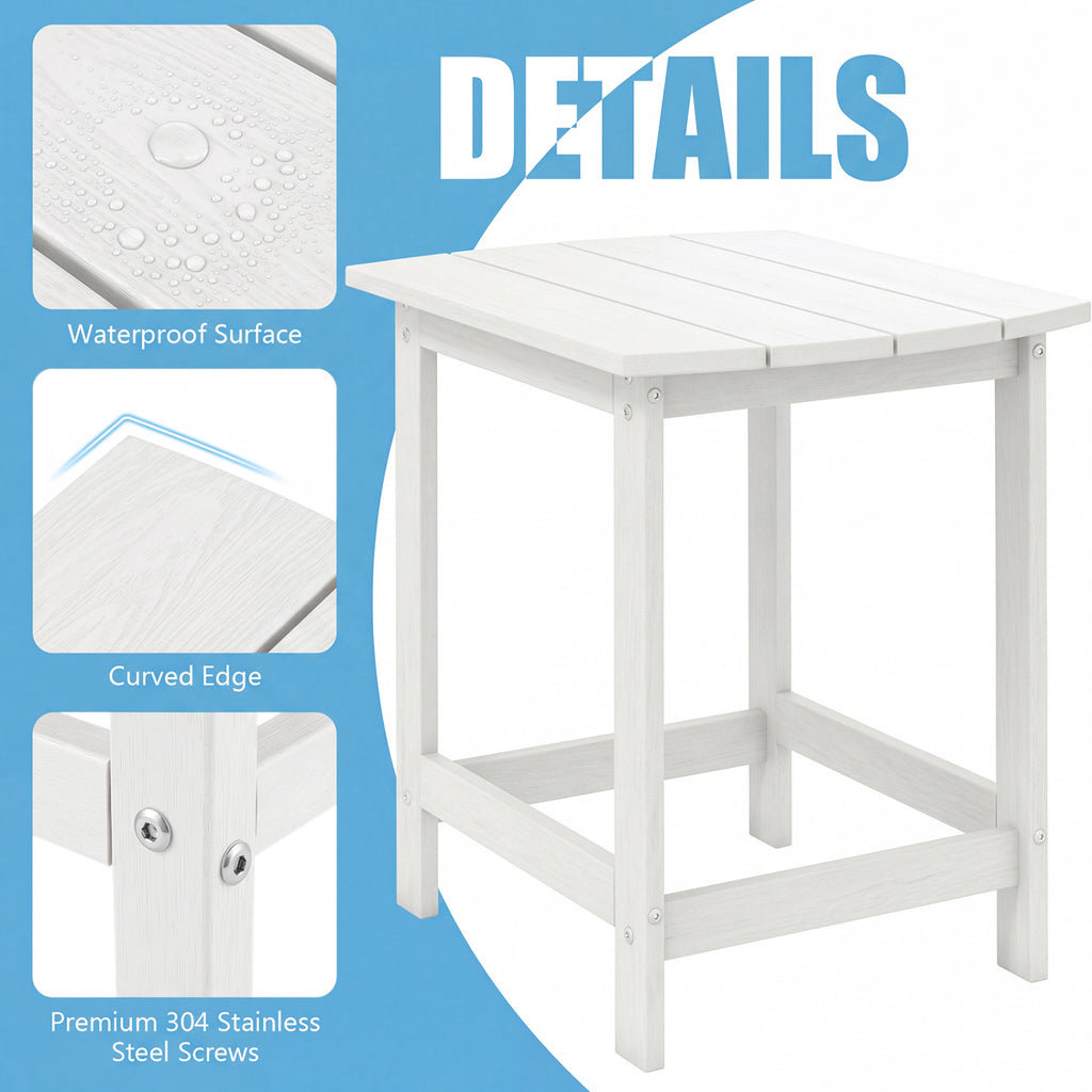 Adirondack Outdoor Side Table Set of 2 - 19" x 14.5", White