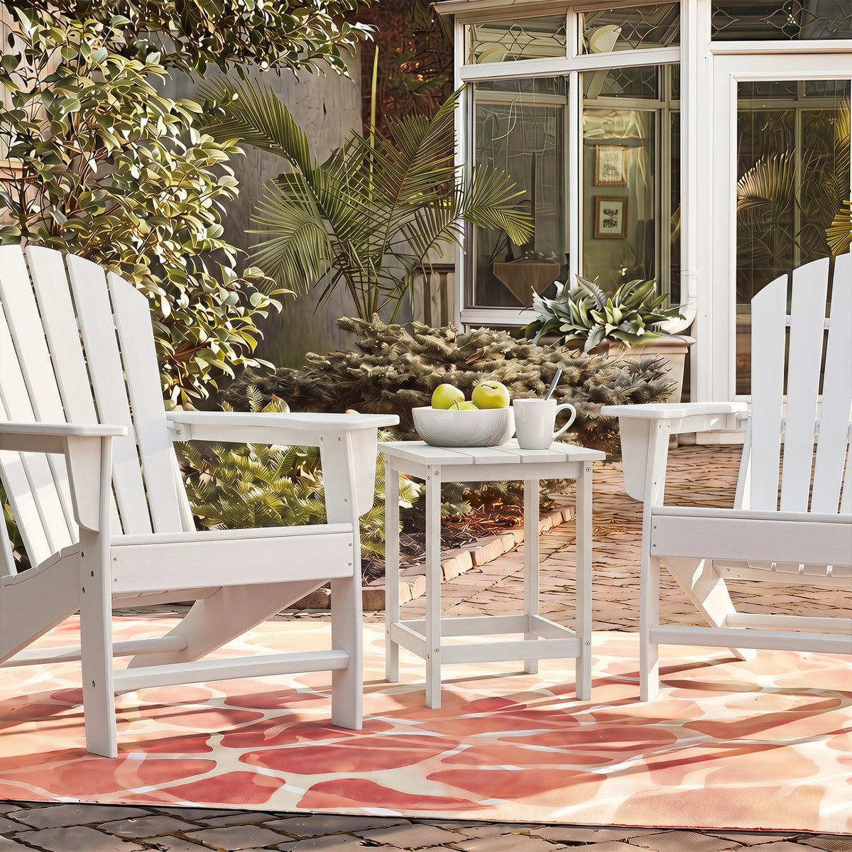 Adirondack Outdoor Side Table Set of 2 - 19" x 14.5", White