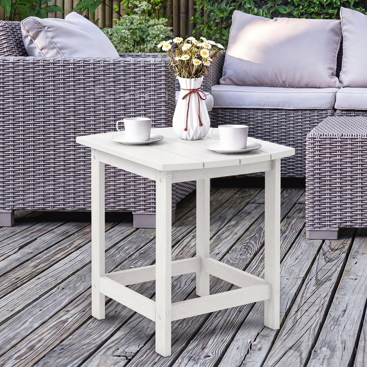 Adirondack Outdoor Side Table Set of 2 - 19" x 14.5", White