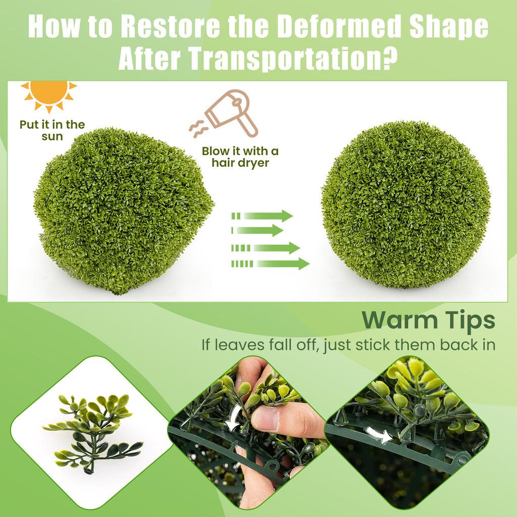 Artificial Sun-Protective Topiary Spheres Set - 20 Inch Patio Garden Decor M