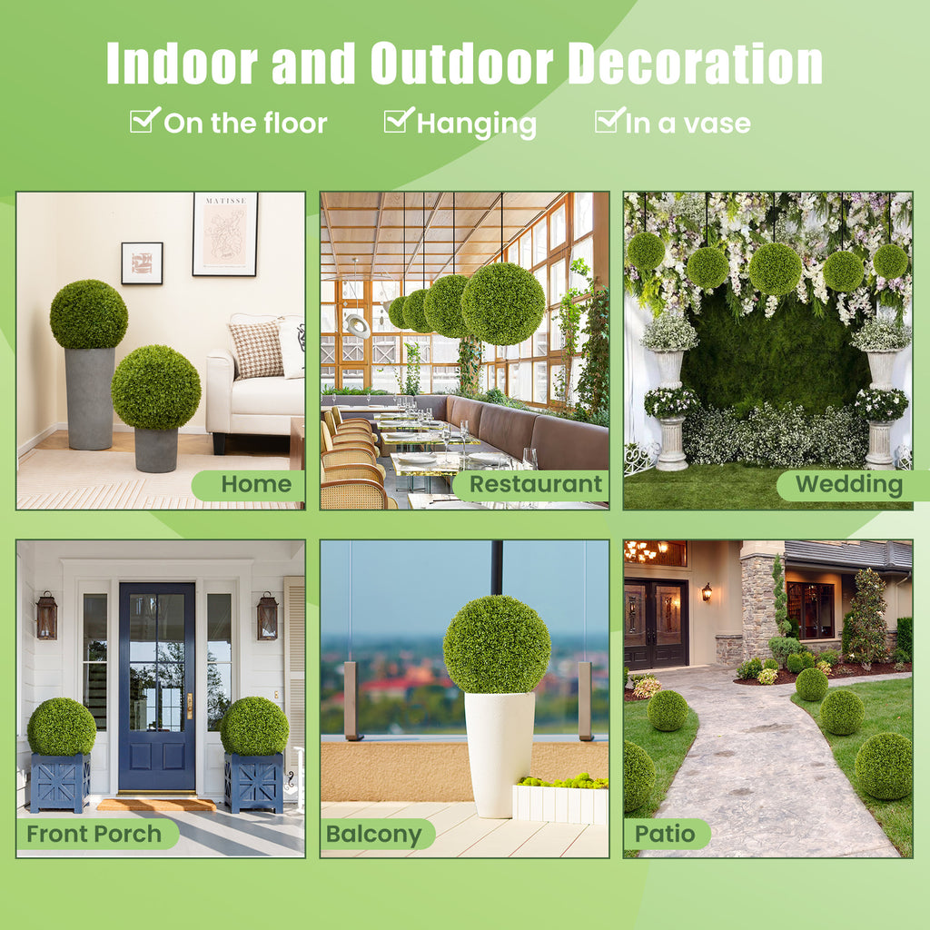 Artificial Sun-Protective Topiary Spheres Set - 20 Inch Patio Garden Decor M