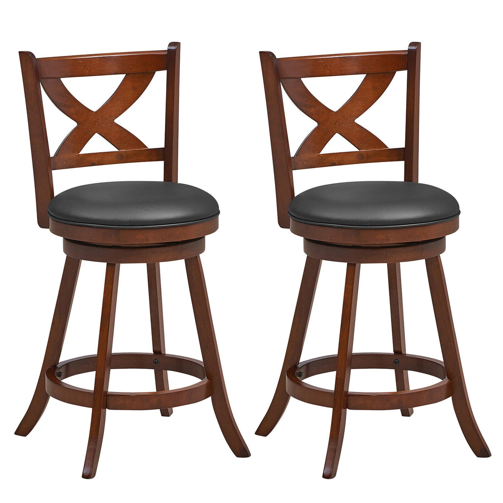 25.5 Inch Upholstered Bar Stool Set of 2 – Curved Backrest