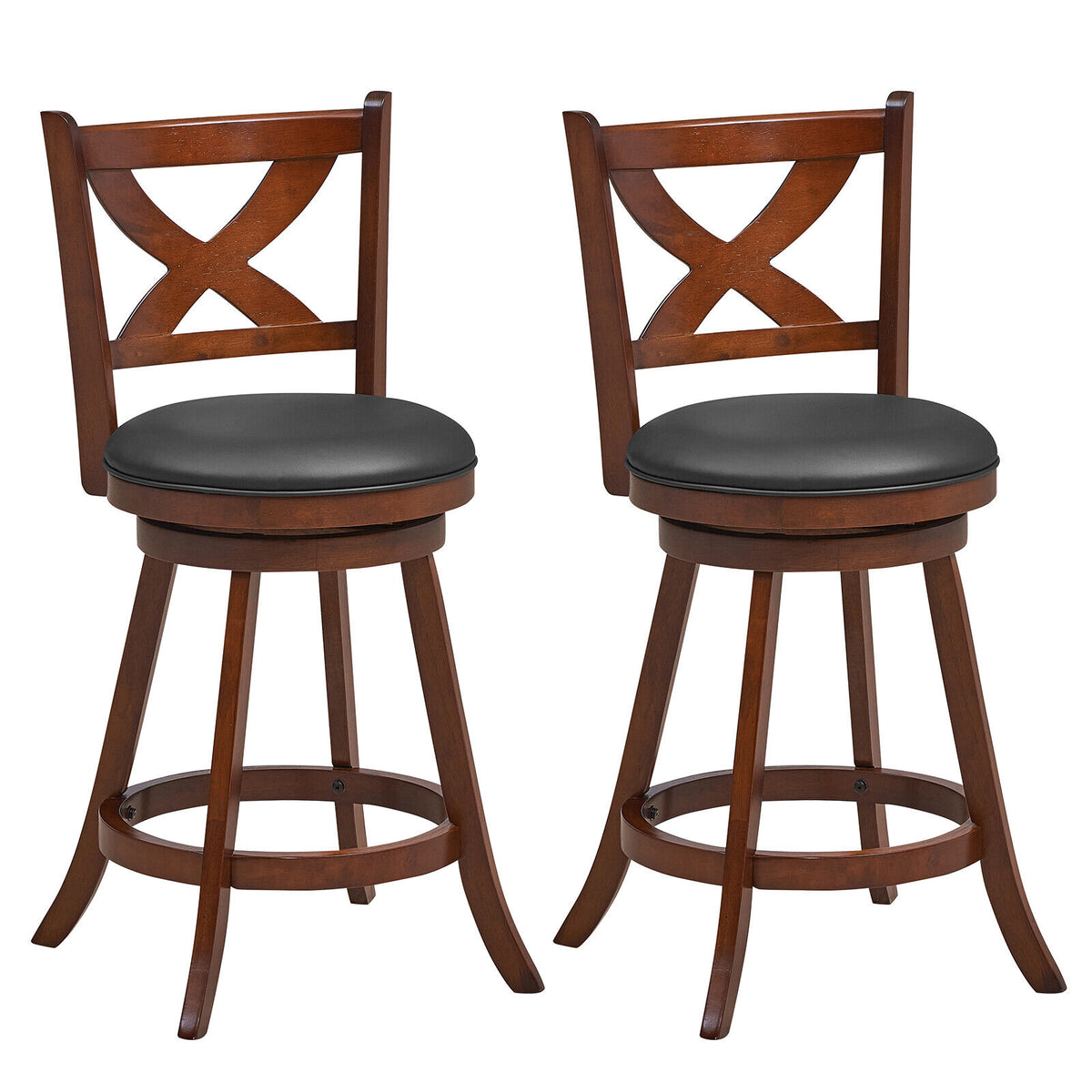 25.5 Inch Upholstered Bar Stool Set of 2 – Curved Backrest