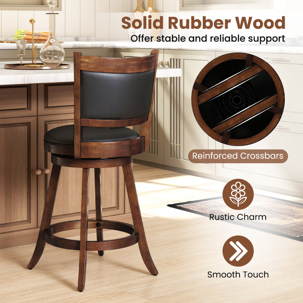24 Inch Swivel Counter Stool Set of 2, Brown