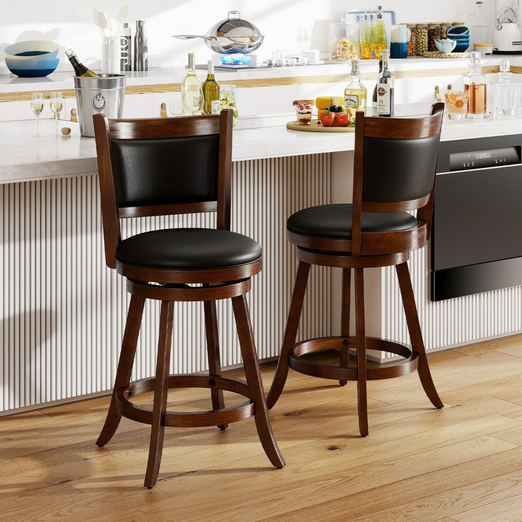 24 Inch Swivel Counter Stool Set of 2, Brown