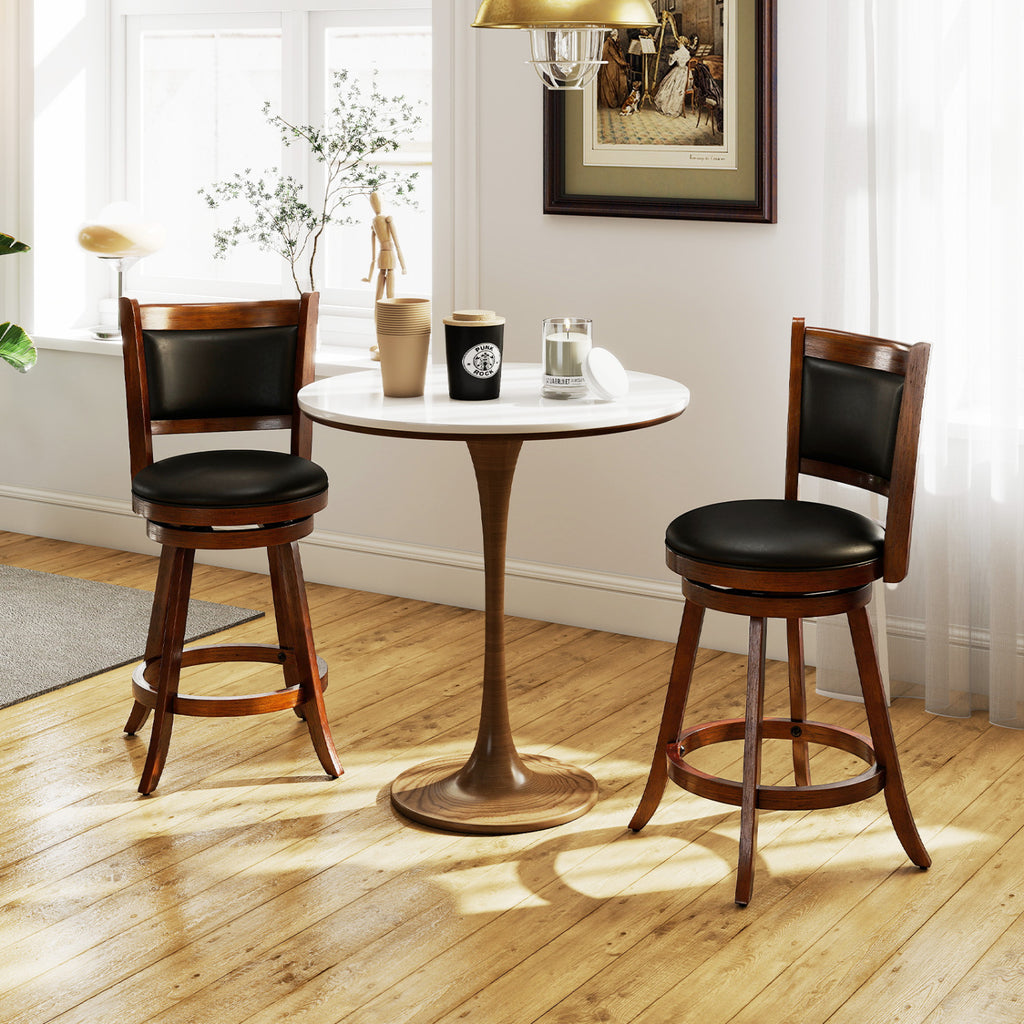 24 Inch Swivel Counter Stool Set of 2, Brown