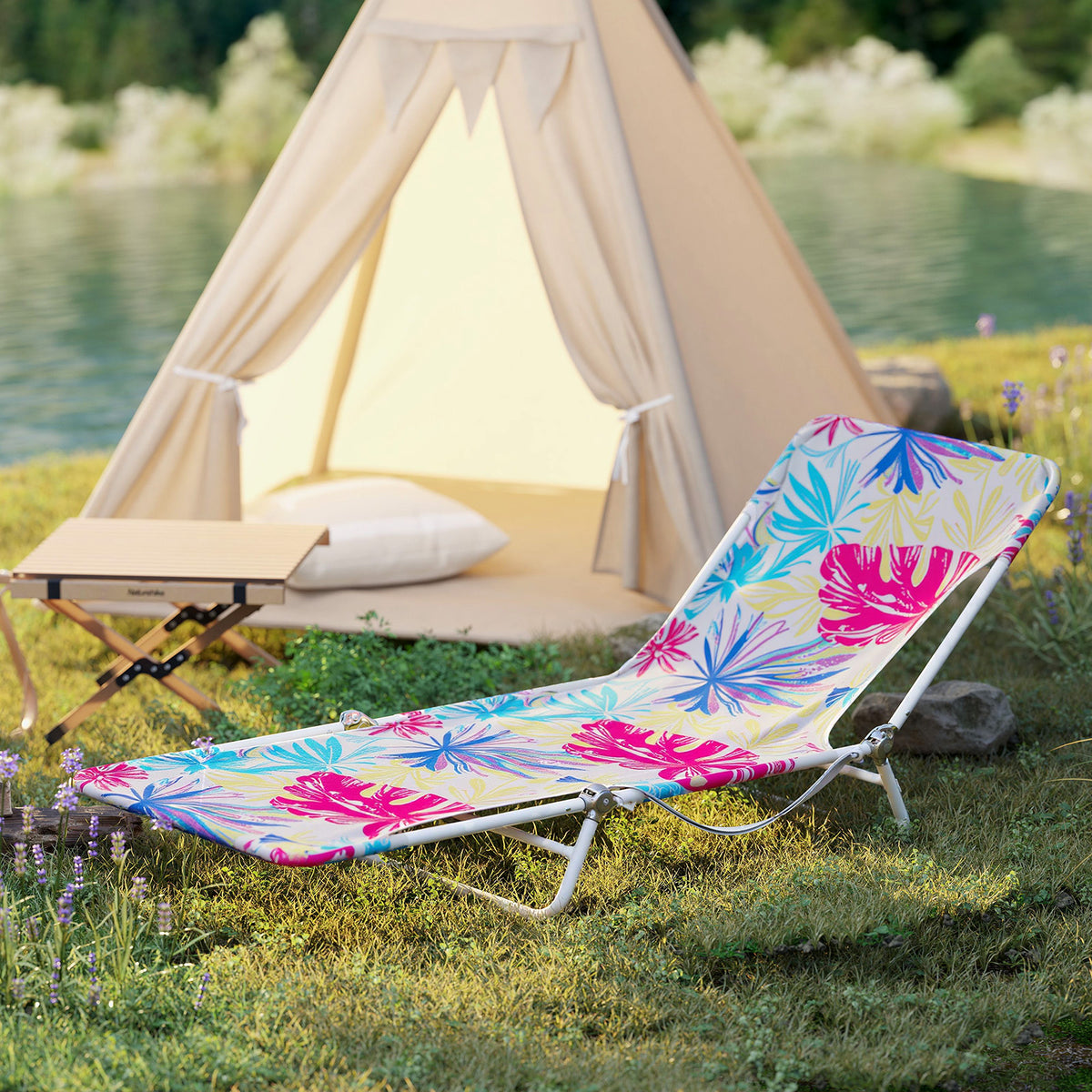 2 Pieces 5-position Lay Flat Beach Recliner with Carry Strap and