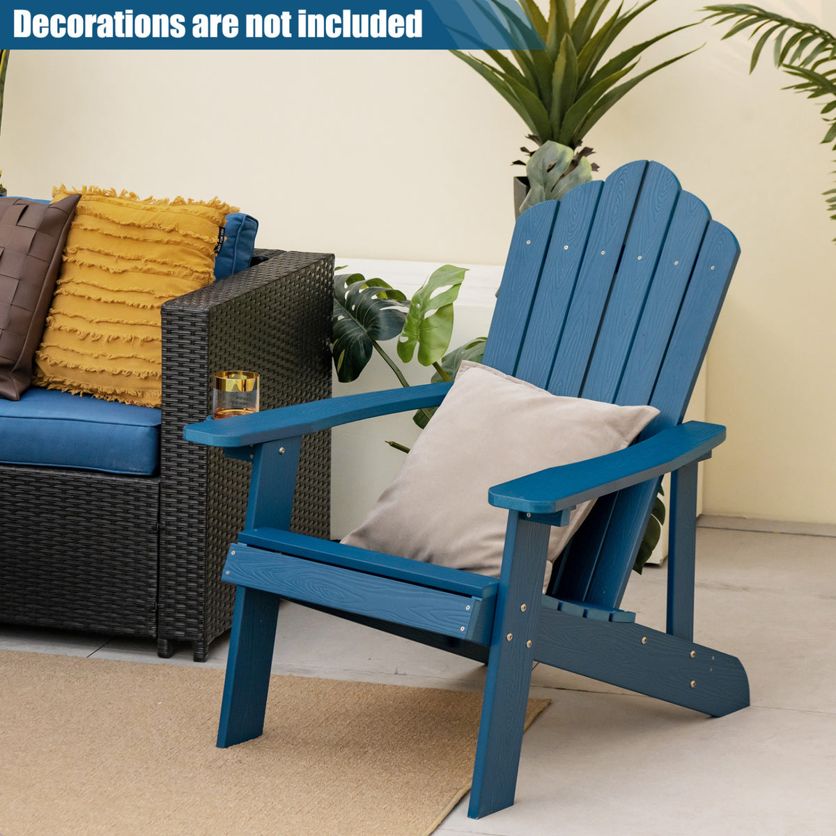 2 Pieces Adirondack Chair Set with Ergonomic Design for Porch and