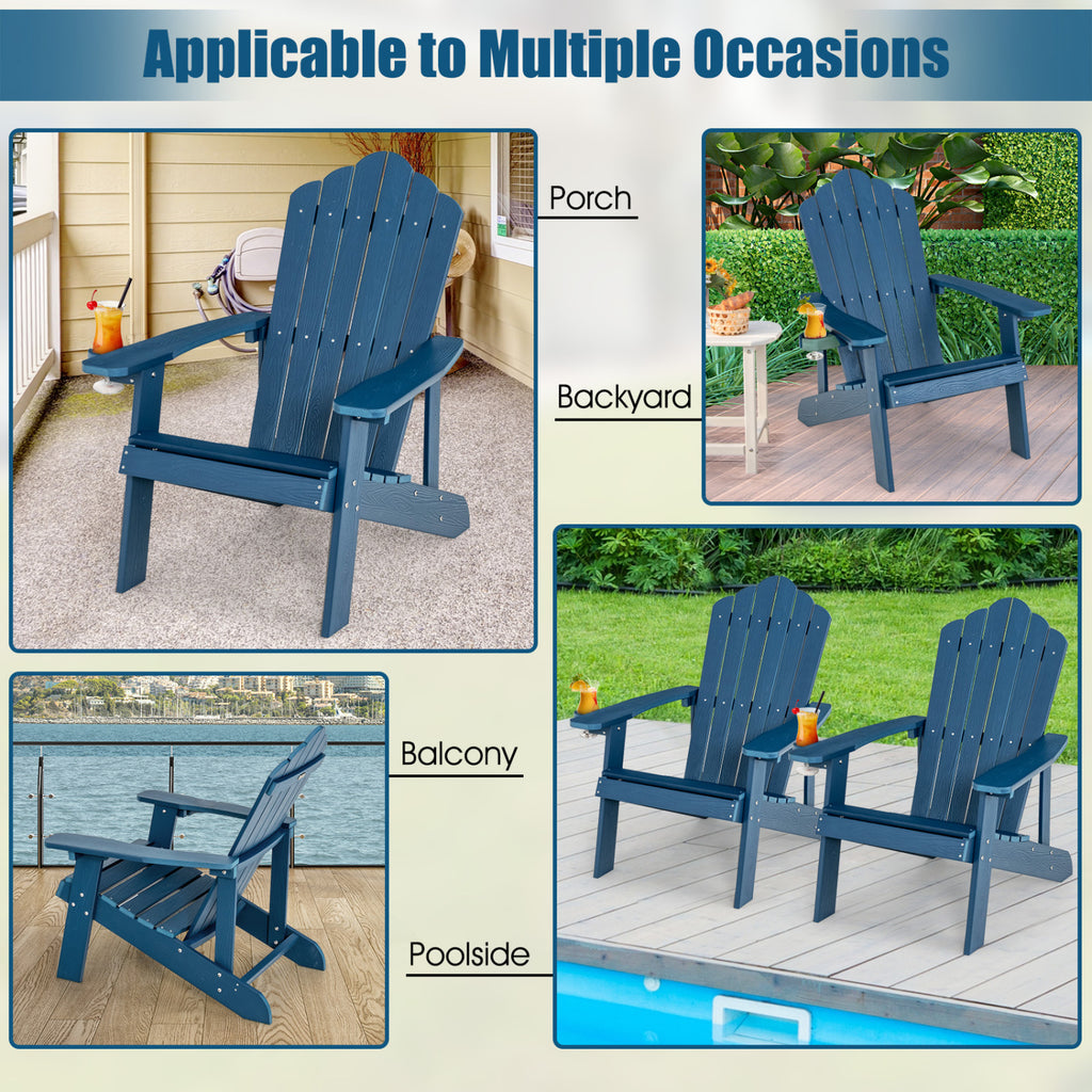 2 Pieces Adirondack Chair Set with Ergonomic Design for Porch and