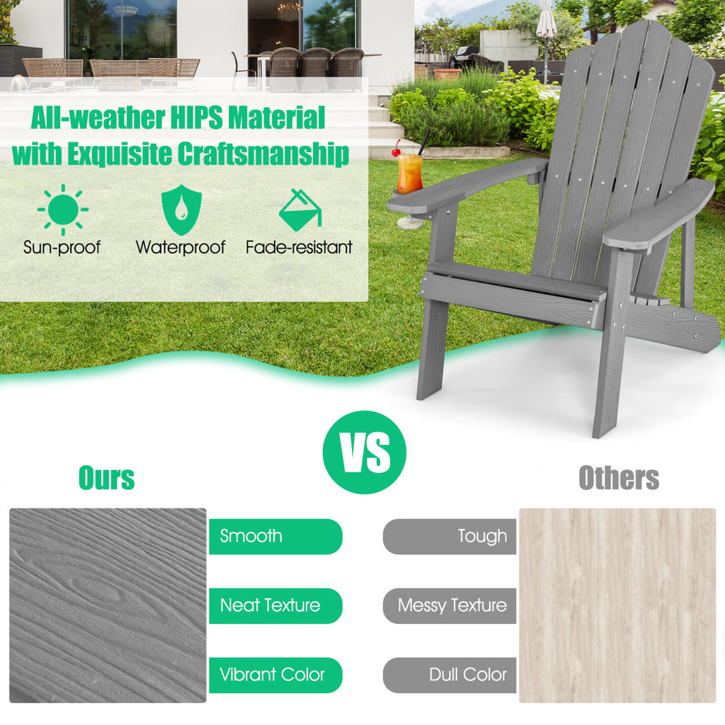 2 Pieces Adirondack Chair Set with Ergonomic Design for Porch and