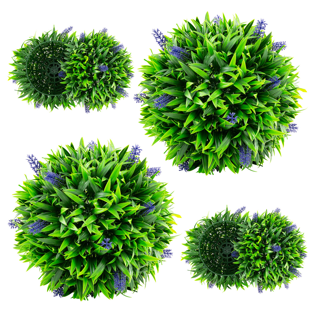Artificial Lavender Topiary Balls with Flowers - Indoor & Outdoor Decor Set