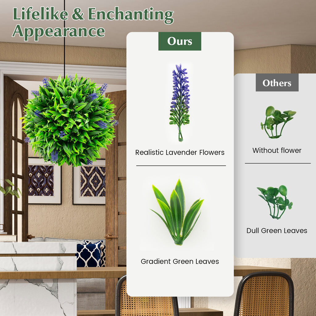 Artificial Lavender Topiary Balls with Flowers - Indoor & Outdoor Decor Set
