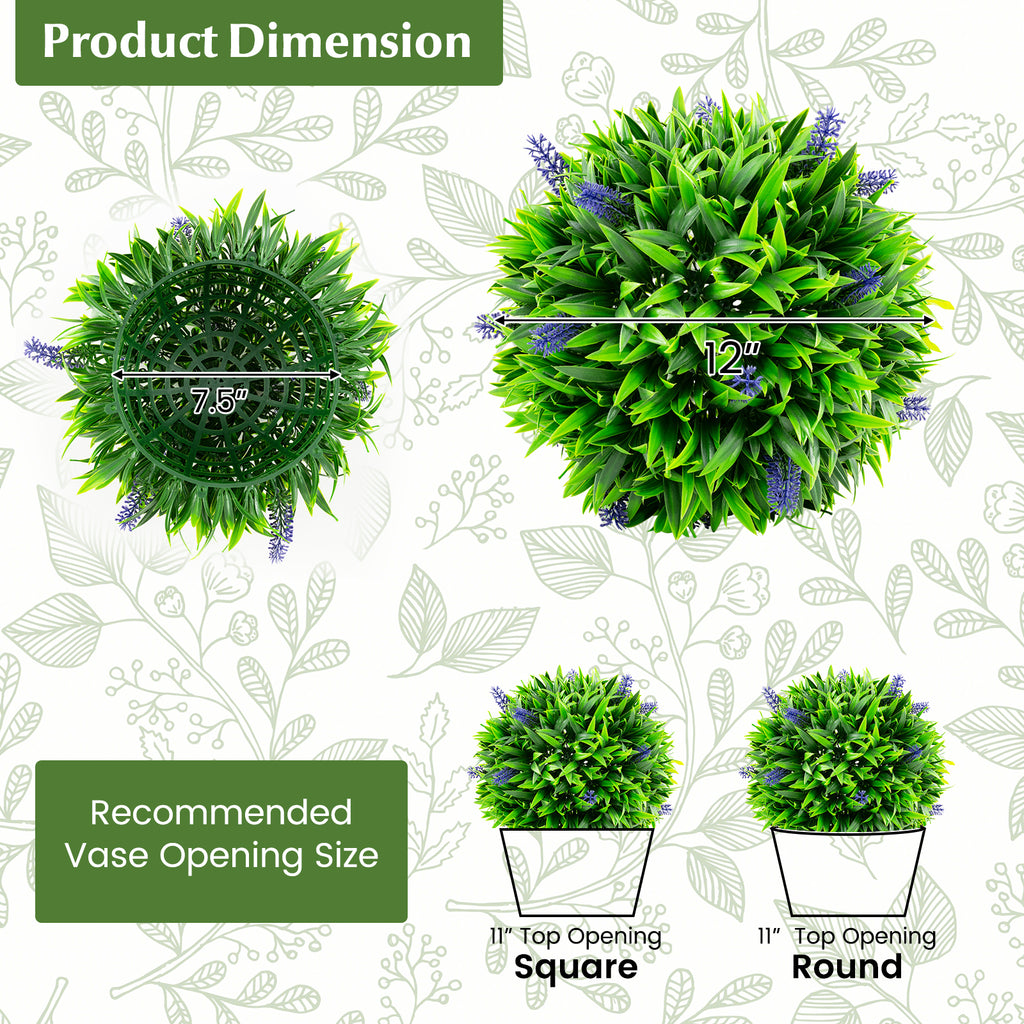 Artificial Lavender Topiary Balls with Flowers - Indoor & Outdoor Decor Set