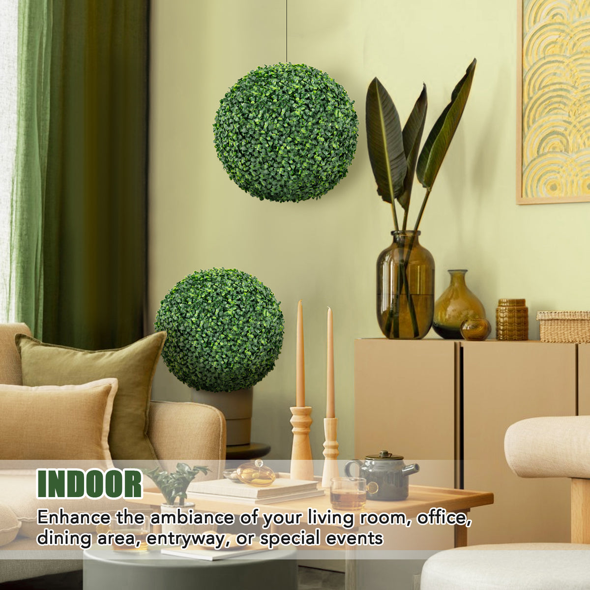 Costway Faux Boxwood Topiary Balls S 16/20 Inch Garden Decor Set