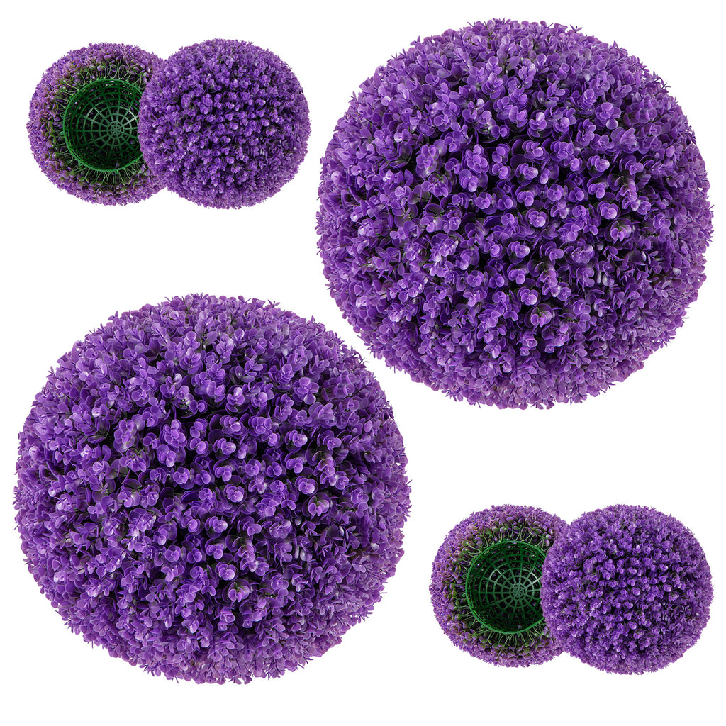 Pink Faux Eucalyptus Decorative Balls - 17.5 Inch 2-Pack with 7-Layer Leaves