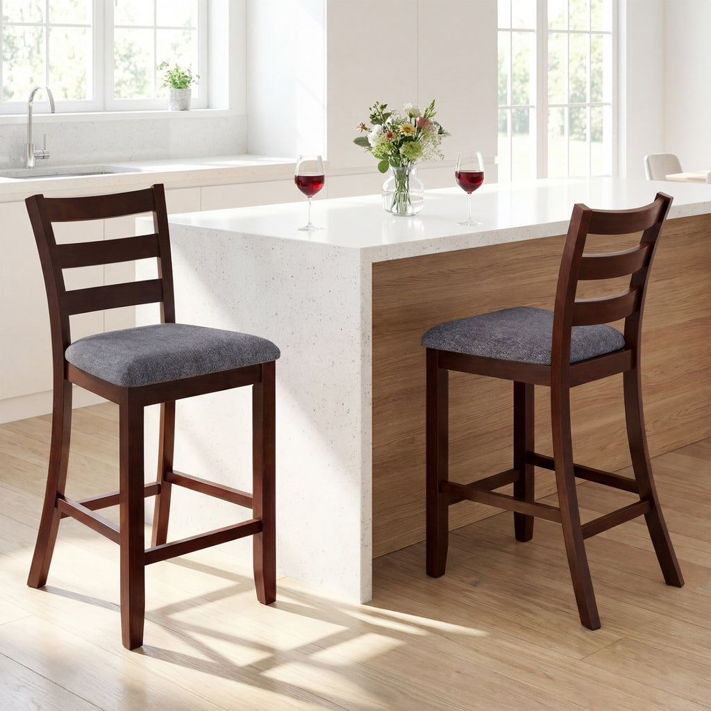 Upholstered Counter Height Bar Stools Set of 2 - Brown