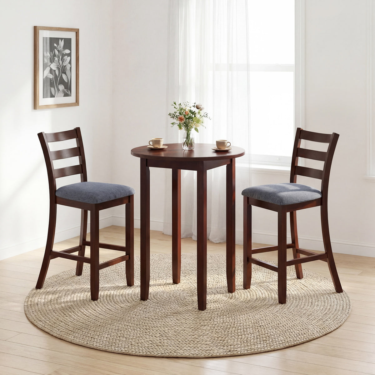 Upholstered Counter Height Bar Stools Set of 2 - Brown
