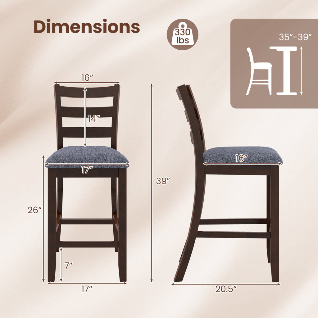 Upholstered Counter Height Bar Stools Set of 2 - Brown