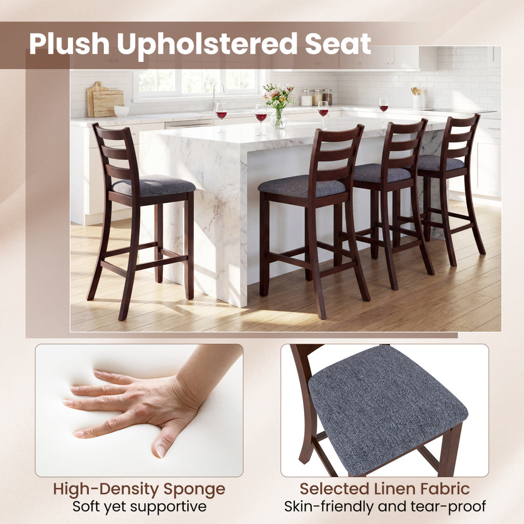 Upholstered Counter Height Bar Stools Set of 2 - Brown