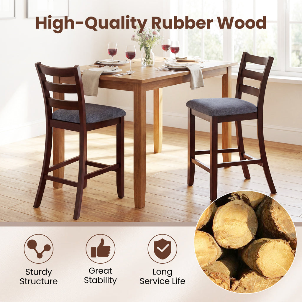 Upholstered Counter Height Bar Stools Set of 2 - Brown