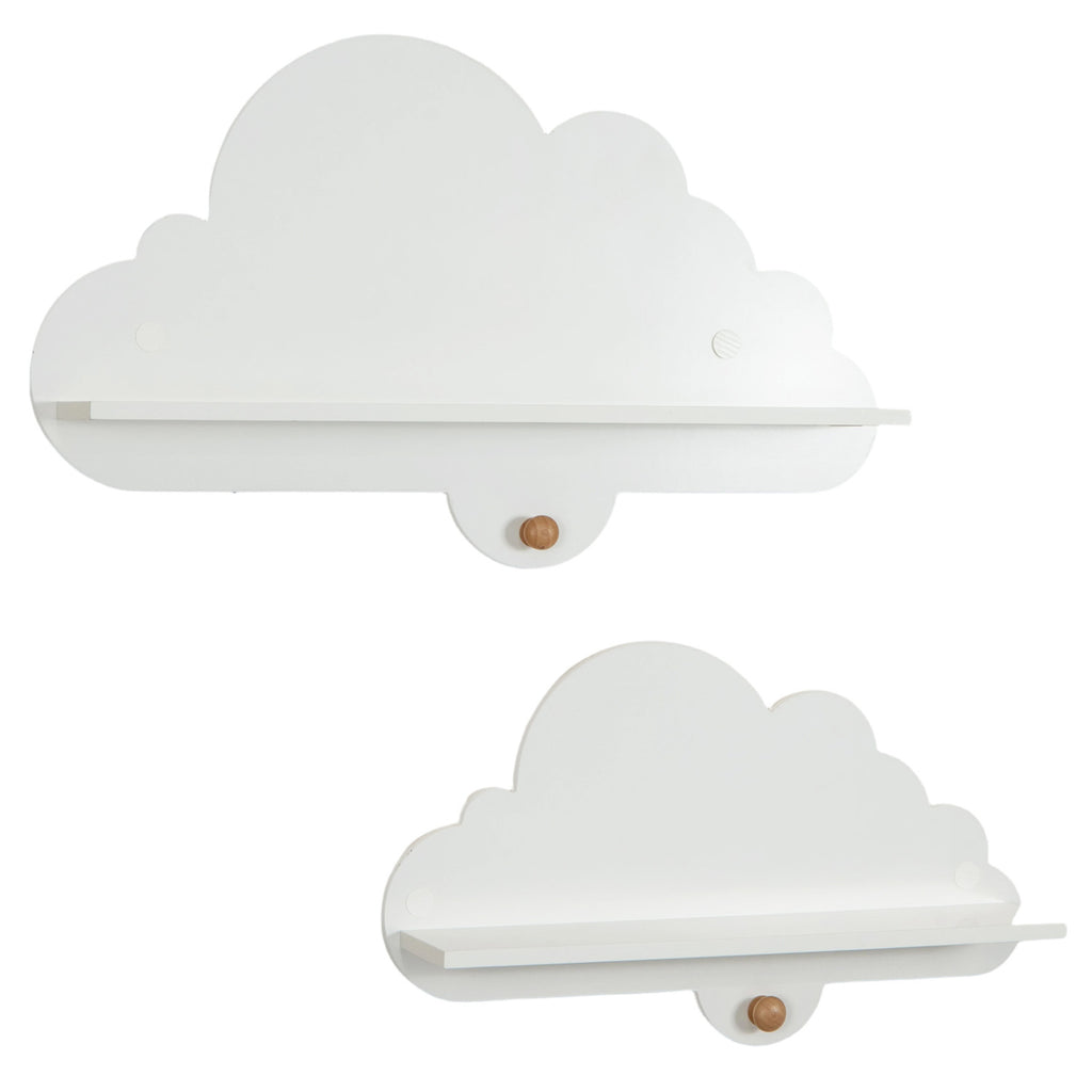 Floating Cloud Shelves Wall Mount Set of 2 White Kids Room Storage Racks