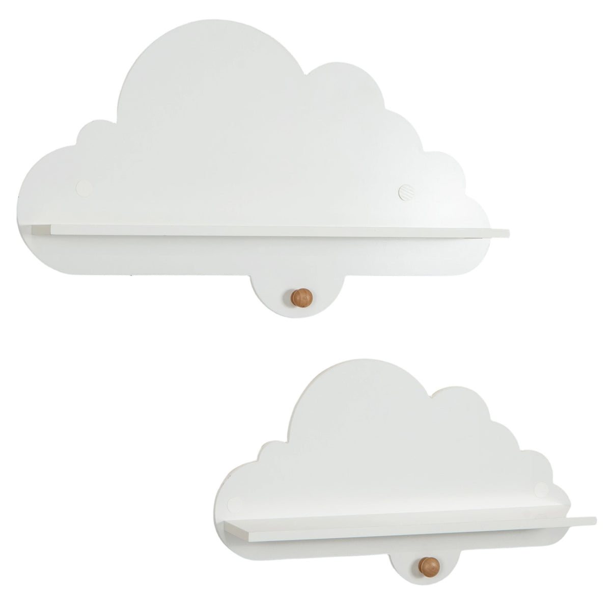 Floating Cloud Shelves Wall Mount Set of 2 White Kids Room Storage Racks