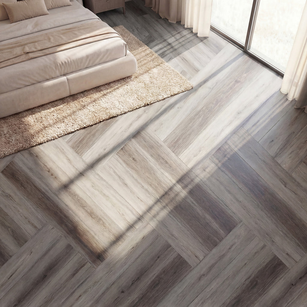 48 Pack Gray Vinyl Floor Tiles Waterproof Vinyl Plank Flooring Set of 2
