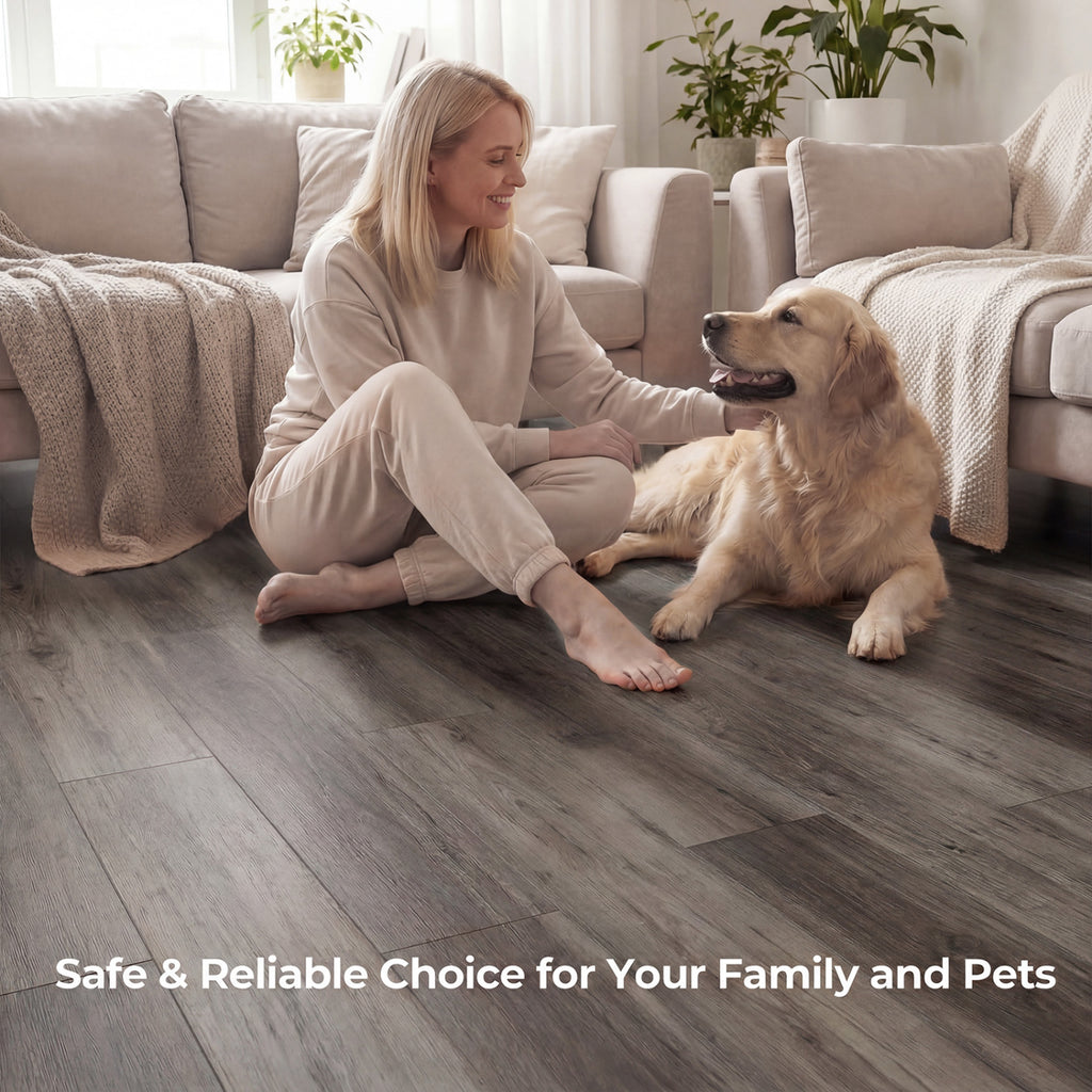 48 Pack Gray Vinyl Floor Tiles Waterproof Vinyl Plank Flooring Set of 2