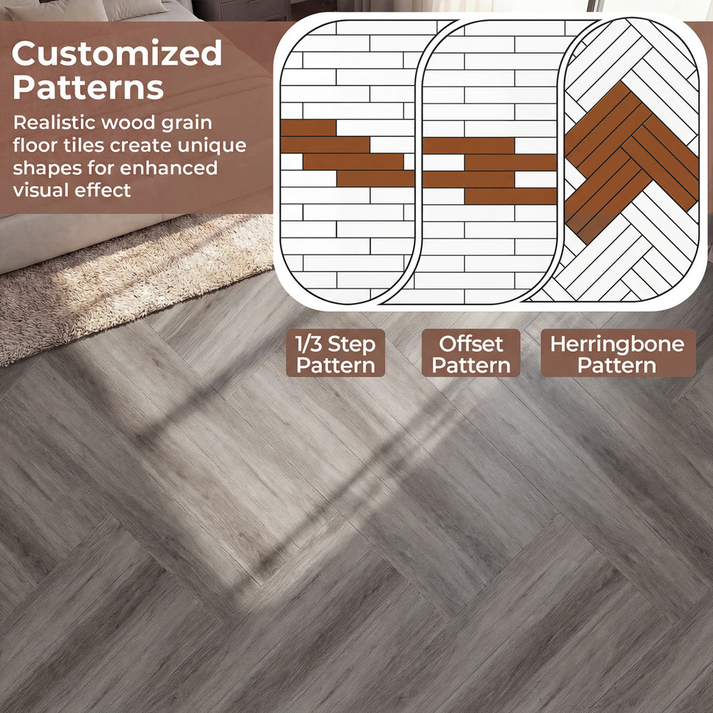48 Pack Gray Vinyl Floor Tiles Waterproof Vinyl Plank Flooring Set of 2