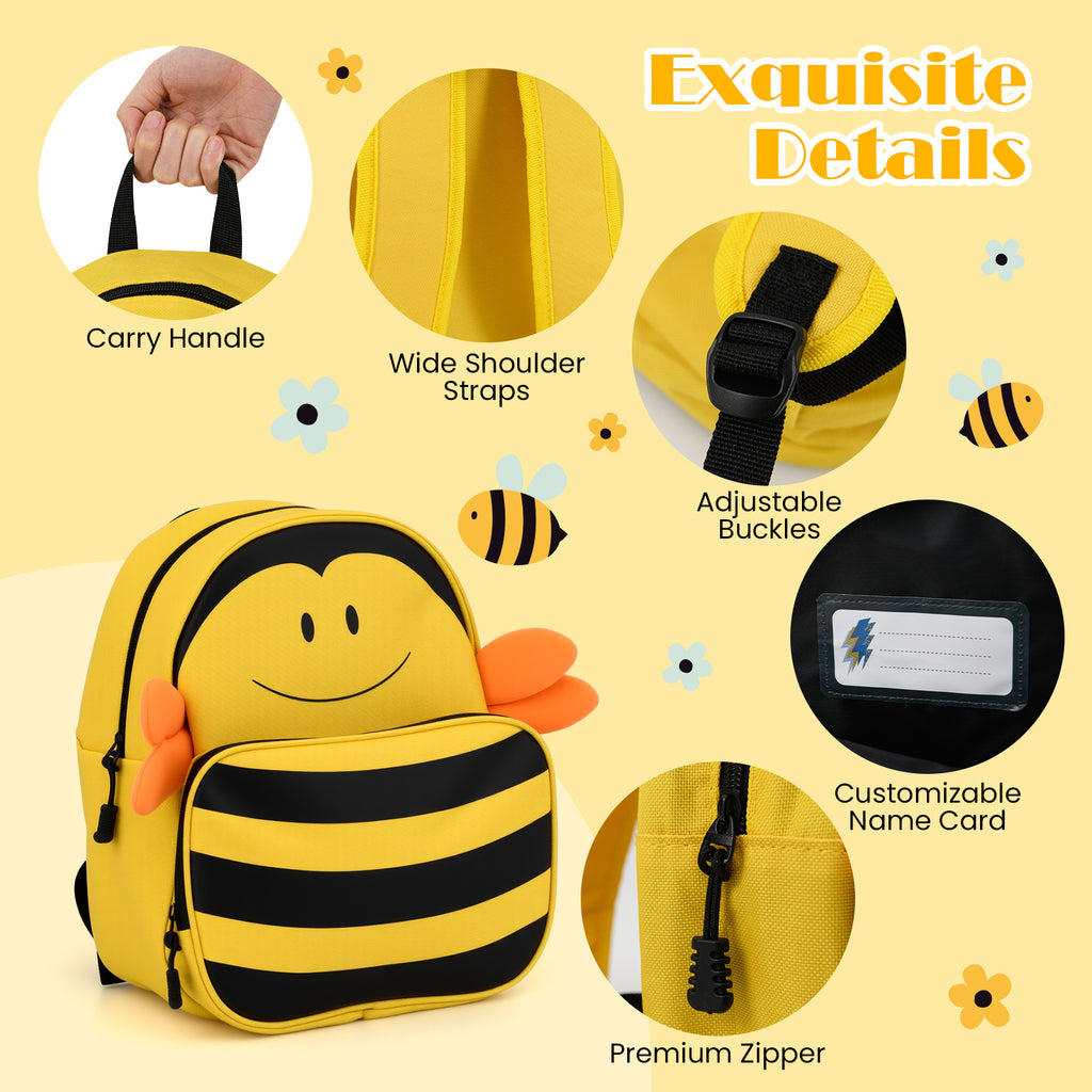Kids Luggage Set on Wheels with Anti-Lose Rope & Retractable Handle - Yellow