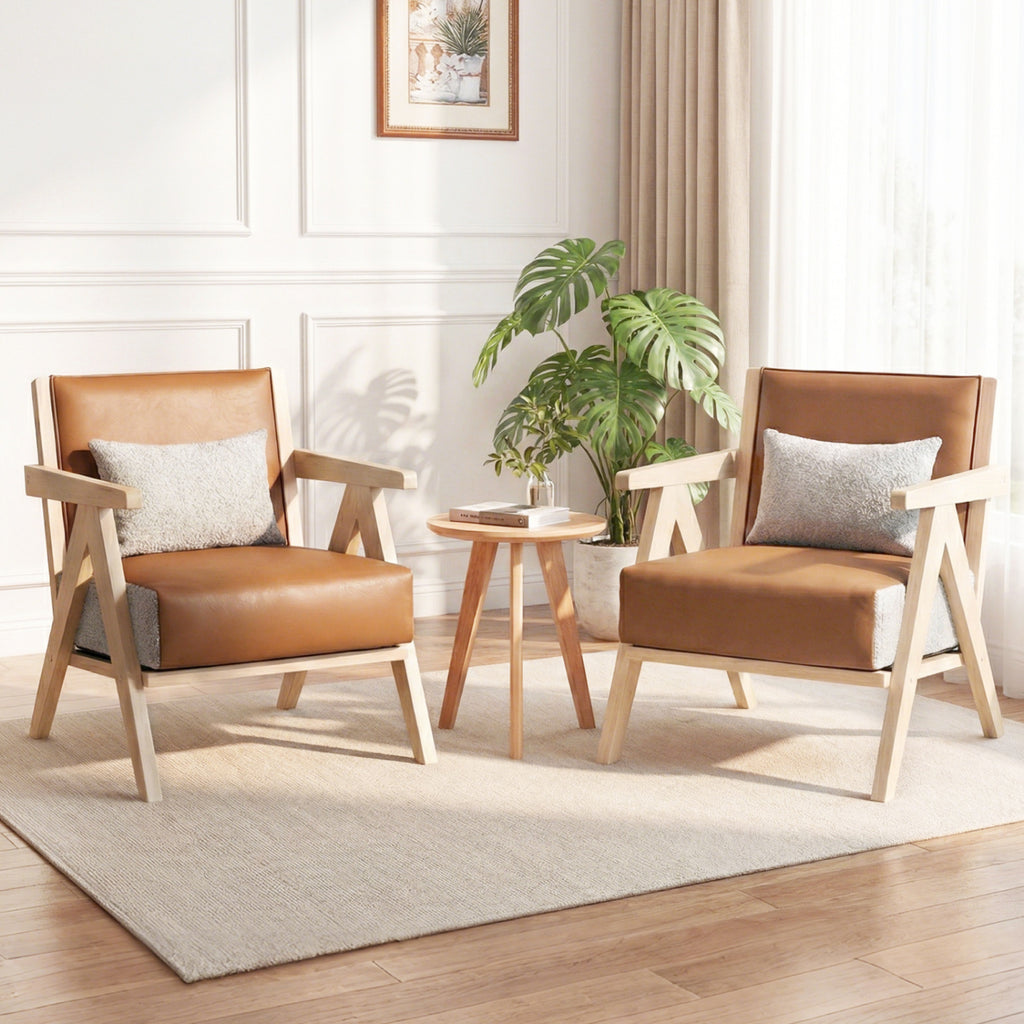 2 Pieces Living Room Furniture Set - Brown
