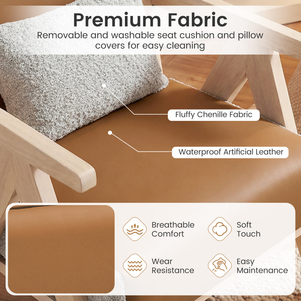 2 Pieces Living Room Furniture Set - Brown