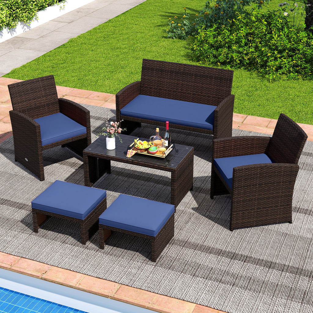 Multipurpose Outdoor 2 Pieces Patio PE Rattan Ottomans Footstool
