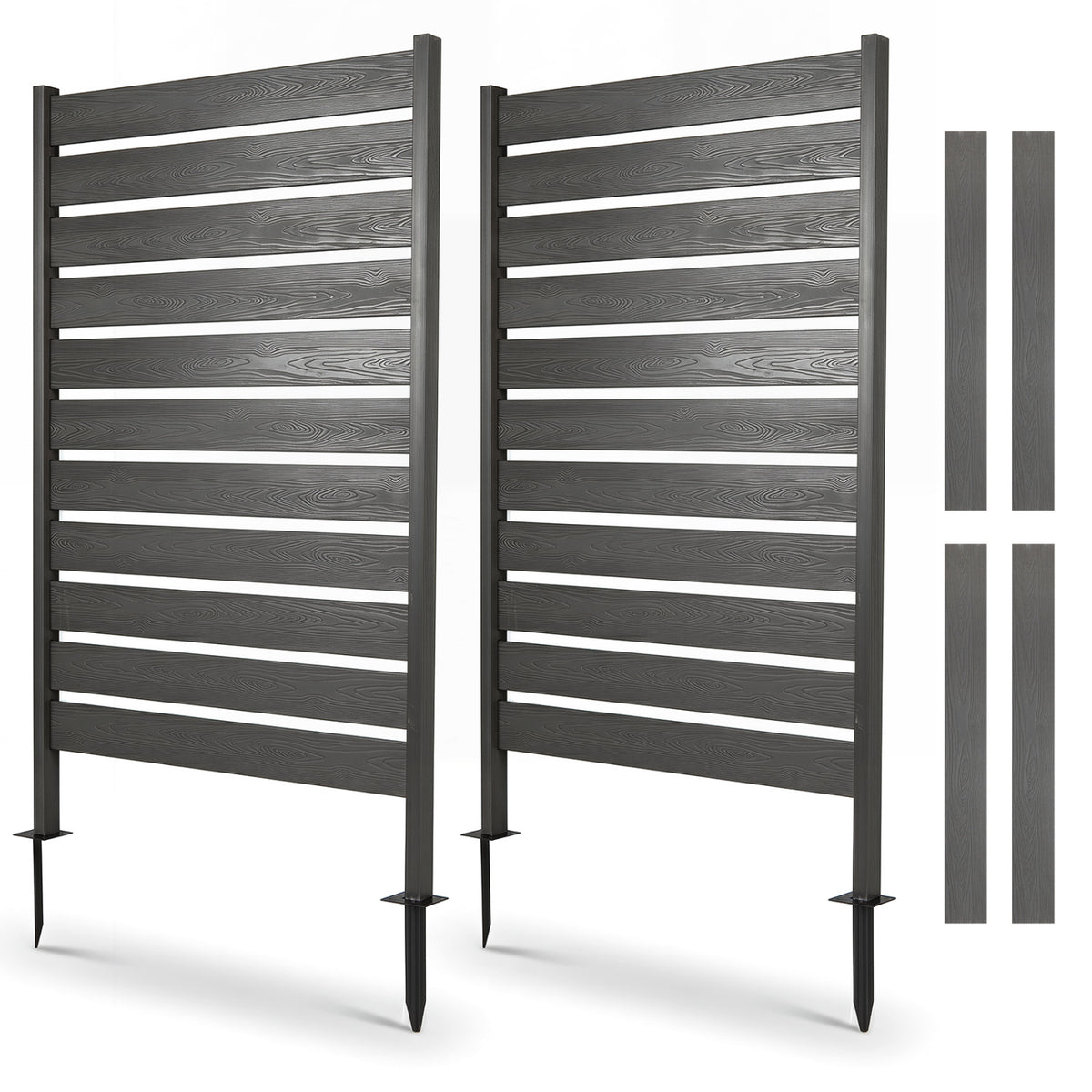 Outdoor Privacy Fence Screen Set of 2 - Gray Garden Yard Divider