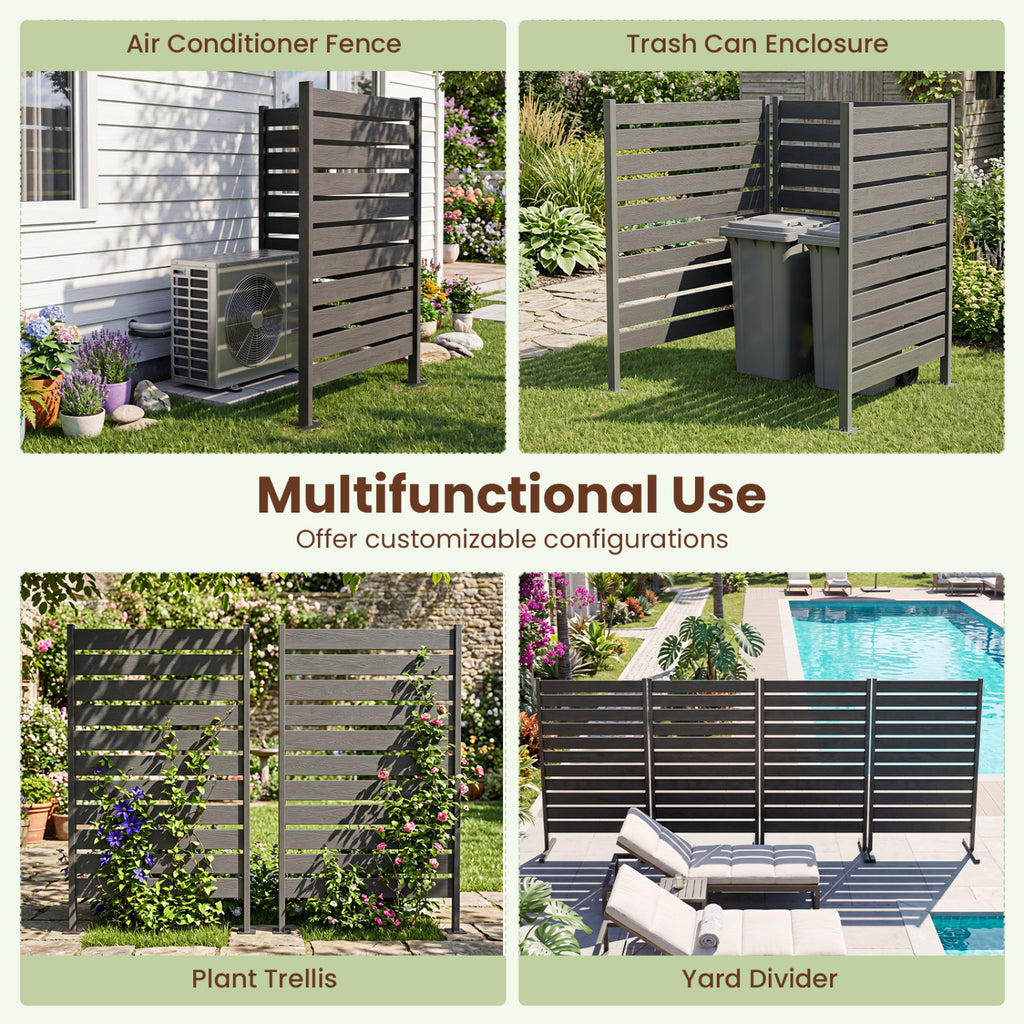 Outdoor Privacy Fence Screen Set of 2 - Gray Garden Yard Divider