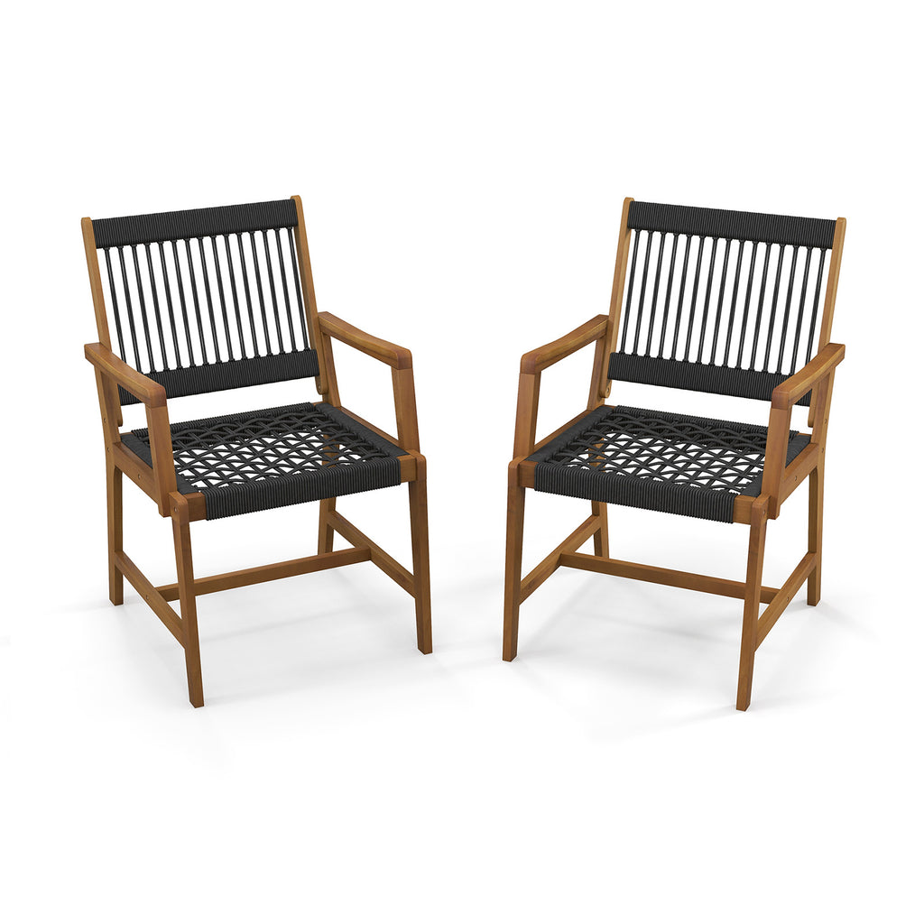 3-Piece Acacia Wood Patio Set with Armchairs & Coffee Table